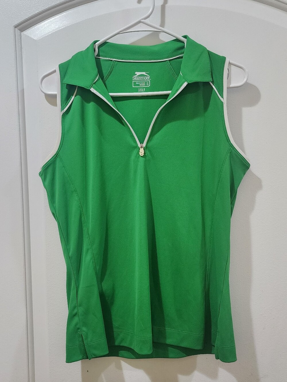 Slazenger Women's Green Sleeveless Activewear Quarter Zip Pullover Polo Small S